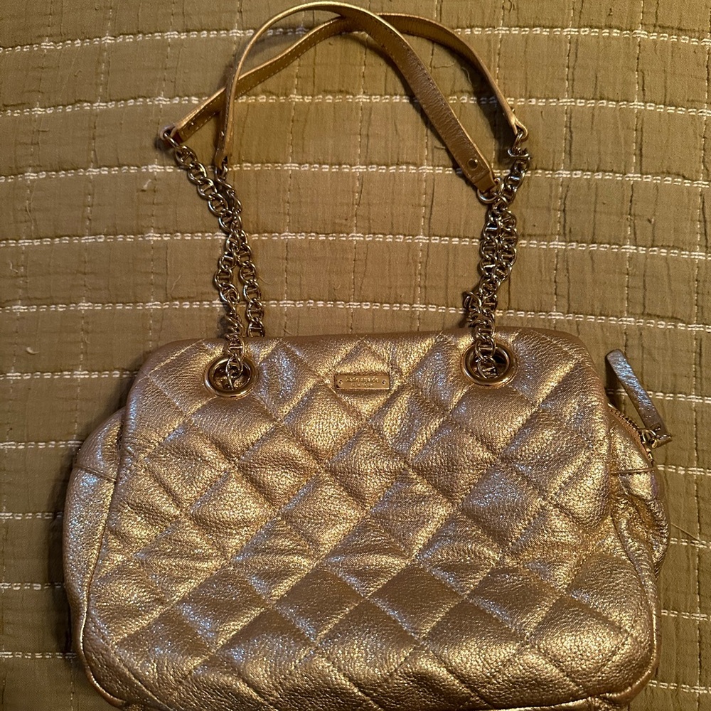 Kate Spade gold quilted shoulder bag